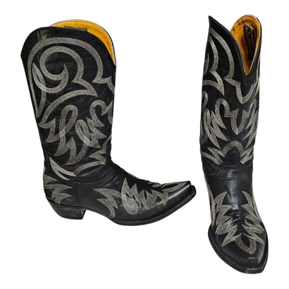 Old Gringo Western Boots Women's 10B Black Silver Metallic Embroidered Snip Toe - Picture 1 of 13